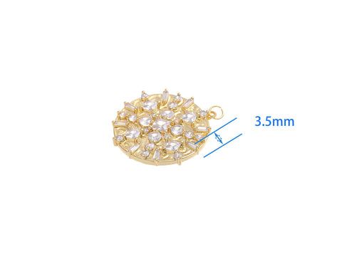 18k Gold Plated CZ Shiny medallion, Geometric CZ Medallion, Celestial, Super Sparkly Pendant, Maximalist Jewelry, Statement Piece, CPG1595