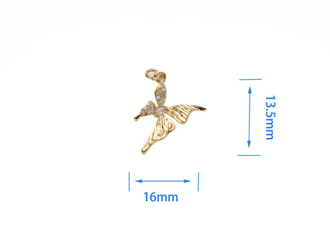CZ Paved Gold Butterfly, Sparkly Butterfly charm for necklace or earrings, Dainty charm, CPG772