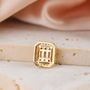 Micro Pave Charm With Baguettes And Round CZ Which Can Be Used To Make Bracelet,Earring, Or Necklace,CPG365