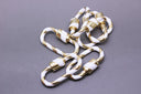 White/Gold Enamel 11x25mm Large Candy Cane Carabiner lock, Screw Clasp, Screw on Clasp, 1 pc or 10 pcs, WHOLESALE, CLG083