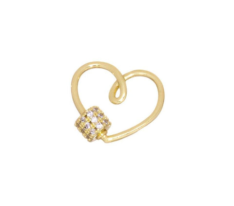 Small CZ Heart Lobster Carabiner Screw Clasp,Pave Heart Clasp For Necklace And Bracelet,CLG168