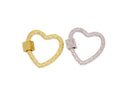Gold or Silver Engraved Pattern Textured Open Heart Carabiner,Carabiner screw clasp,Decorative Heart Screw Carabiner Clasp,CLG165-CLS165