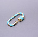 Turquoise/Gold Enamel 11x25mm Large Candy Cane Carabiner lock, Screw Clasp, Screw on Clasp, 1 pc or 10 pcs, WHOLESALE.CLG078