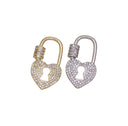 Carabiner CZ Heart Clasp With Screw,Gold Or Silver Heart Clasp,CZ Heart Clasp For Jewelry Making,Pave Heart Clasp For Jewelry,CLG-CLS161