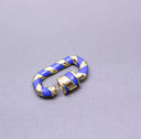 Navy Blue/Gold Enamel 13x19mm Small Candy Cane Carabiner lock, Screw Clasp, Screw on Clasp, WHOLESALE, CLG085