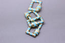 Turquoise/Gold Enamel 15x19mm Rectangle Candy Cane Carabiner lock, Screw Clasp, Screw on Clasp, WHOLESALE, CLG093