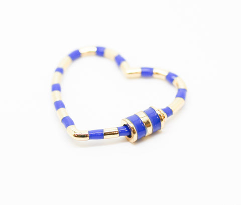 Navy Blue Enamel Heart Screw on Clasp, 30mm, WHOLESALE CLG109