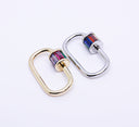 Gold or Silver Large Rainbow Baguette cz set U shape Carabiner Lock, Screw on Clasp, WHOLESALE,CLG117-CLS117
