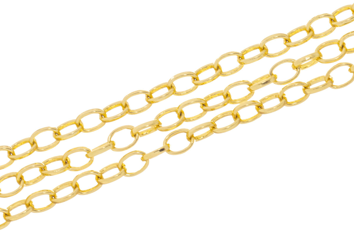 14K Gold 5MM Rolo Chain For Jewelry Making,Smooth Shiny Finished,CHG169