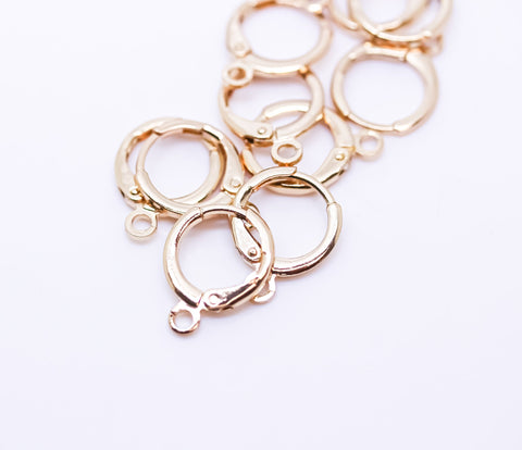 30pcs of Gold or Silver or Gunmetal Earring Huggies, 12mm, Leverback round earring hooks, 30pcs, 60pcs, 100pcs, 200pcs, WHOLESALE