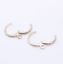 Gold or Silver or Gunmetal Earring Huggies, 12mm, Leverback round earring hooks
