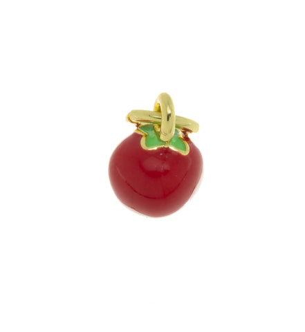 Small Red Tomato Charm,Dainty Gold Tomato Charm,Tomato Charm For Jewelry Making, 1 pc,5pcs or 10 pcs, WHOLESALE,CPG591