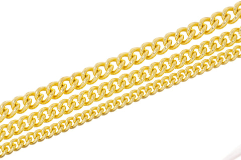 18K Gold Cuban Curb Chain,Available In 3 Sizes Curb Chain For Necklace And Bracelet,Rounded Edge Cuban Curb Chain,CHG140-141-142