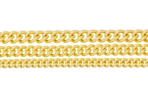 18K Gold Cuban Curb Chain,Available In 3 Sizes Curb Chain For Necklace And Bracelet,Rounded Edge Cuban Curb Chain,CHG140-141-142