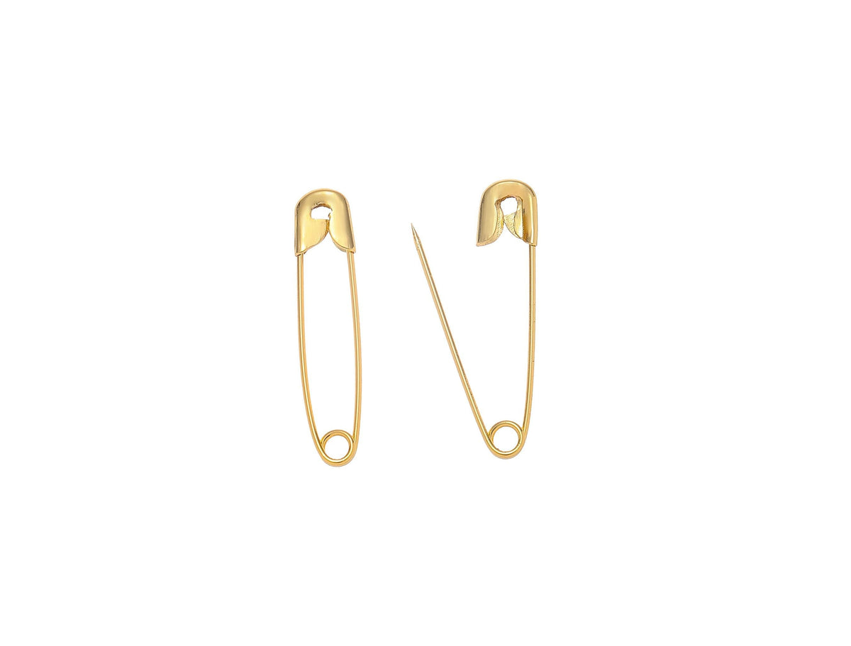 18k Gold Safety Pin Clasp Gold Plated Chain Link Connector for Necklace Charm Holder, Bag Charm Holder, Openable, Minimalist CPG2179