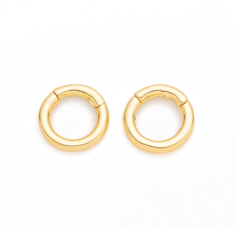 2 pcs gold round clicker clasp, snap close clasp, 10mm round dainty clicker clasp, round snap close charm holder, 2 pcs or 10 pcs, CLG213