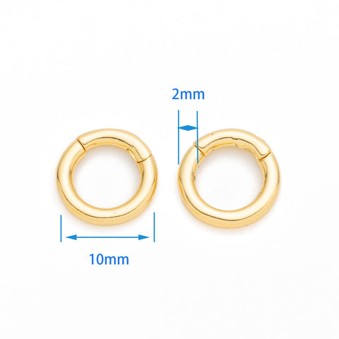 2 pcs gold round clicker clasp, snap close clasp, 10mm round dainty clicker clasp, round snap close charm holder, 2 pcs or 10 pcs, CLG213