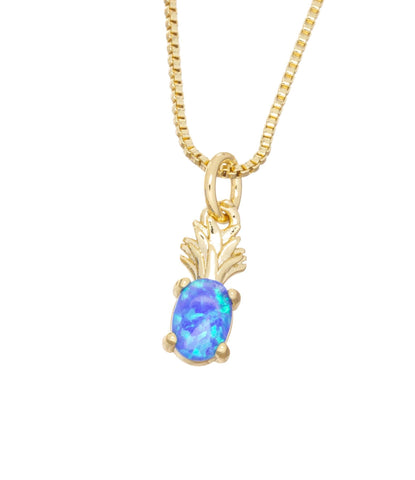Small Pineapple Opal Charm,Opal Pineapple Charm For Jewelry Making,Dainty Pineapple Charm With Blue Opal,Permanent Jewelry Charm,CPG845