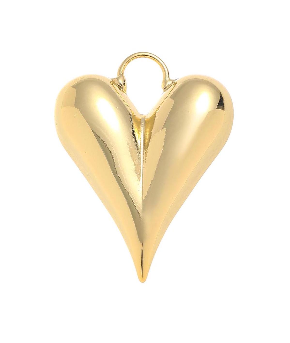 Gold Or Silver Puff Heart Charm,Puffy Hollow Heart Charm For Necklace Or Earrings,Large Puff Heart Charm For Statement,CPG1554