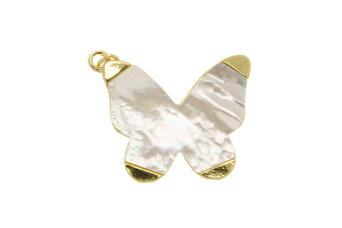 Gold Mother of Pearl Butterfly Charm, Bold Butterfly Pendant, Large or Small Butterfly Charm. Charms and Pendants. Jewelry Making,CPG2697-8