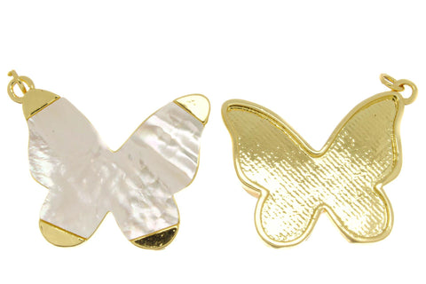 Gold Mother of Pearl Butterfly Charm, Bold Butterfly Pendant, Large or Small Butterfly Charm. Charms and Pendants. Jewelry Making,CPG2697-8