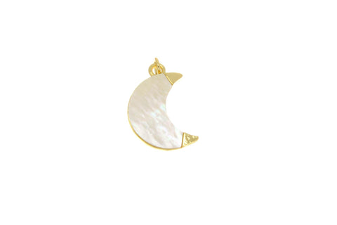 Gold Mother of Pearl Moon Charm, Bold Moon Pendant, Large or Small Moon Charm. Celestial Pendants. Jewelry Making,CPG2703-4
