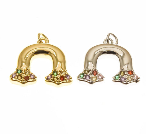 18k Gold or Silver Charm, CZ Rainbow Cloud Charm, Rainbow Cloud Gold or Silve Colorful Charm, Fresh Start, CPG2281, CPS2281