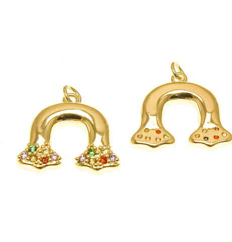18k Gold or Silver Charm, CZ Rainbow Cloud Charm, Rainbow Cloud Gold or Silve Colorful Charm, Fresh Start, CPG2281, CPS2281