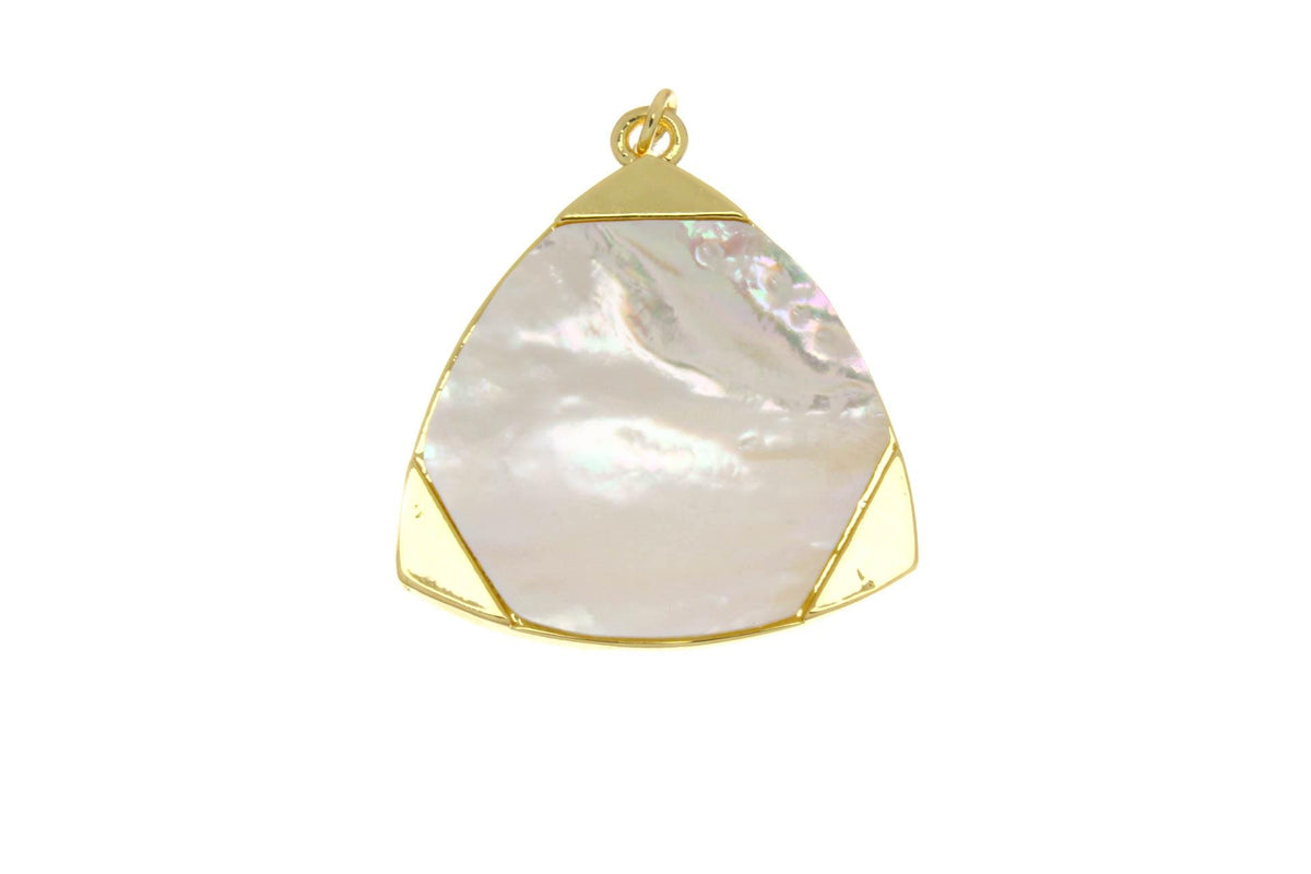 Gold Mother of Pearl Triangle Charm, Bold Triangle Pendant, Large or Small Triangle Charm. Geometric Pendants. Jewelry Making,CPG2699-2700
