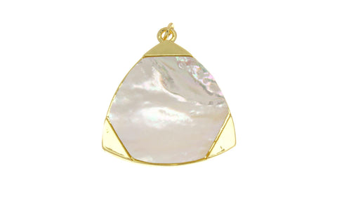 Gold Mother of Pearl Triangle Charm, Bold Triangle Pendant, Large or Small Triangle Charm. Geometric Pendants. Jewelry Making,CPG2699-2700