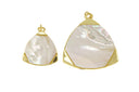 Gold Mother of Pearl Triangle Charm, Bold Triangle Pendant, Large or Small Triangle Charm. Geometric Pendants. Jewelry Making,CPG2699-2700/+0+12+