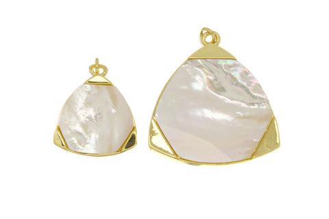 Gold Mother of Pearl Triangle Charm, Bold Triangle Pendant, Large or Small Triangle Charm. Geometric Pendants. Jewelry Making,CPG2699-2700