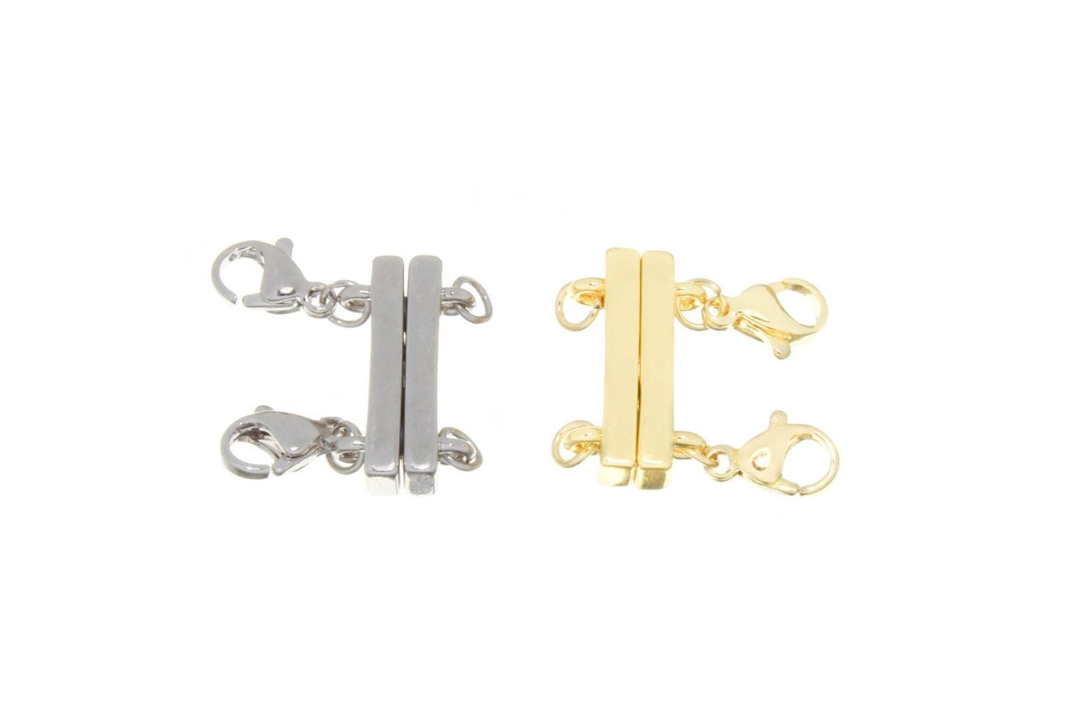 Gold Two or Three Row Magnetic Clasp, Gold or Silver Two Piece Magnetic Clasp, Magnetic Closure Inline  For Bracelet/Necklace CLG401,CLS401A
