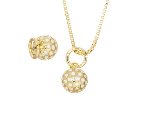 Golf Ball Charm,Gold Gold Ball Charm For Necklace,Charm For Golfers,White Gold Ball Charm,Gift For A Golfer,Sporting Gold Charm,CPG2730