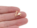 18k Gold Moped Charm, Vespa Pendant, Motorbike Charm,  Gold Scooter Charm Double Sided CPG1236