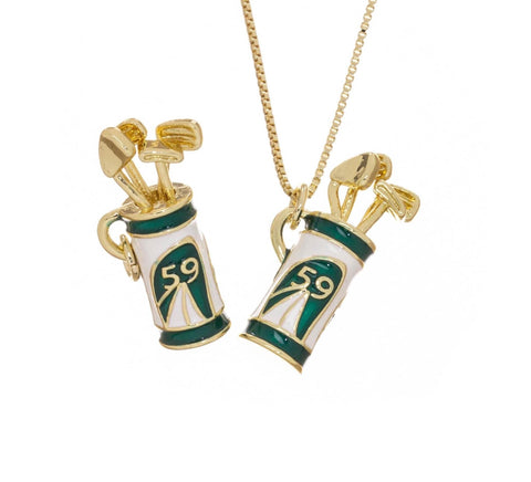 Golf Club Set Charm,Gold Gold Club Charm For Necklace,Charm For Golfers,Full Set Golf Club,Gift For A Golfer,Sporting Gold Charm,CPG2689