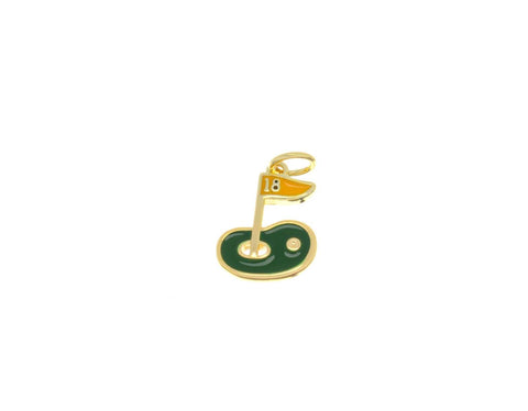Golf Charm For Necklace, Gold Flag Stick Charm, Golf on the Green Charm, Golf Enthusiast, Golf lovers, CPG2684