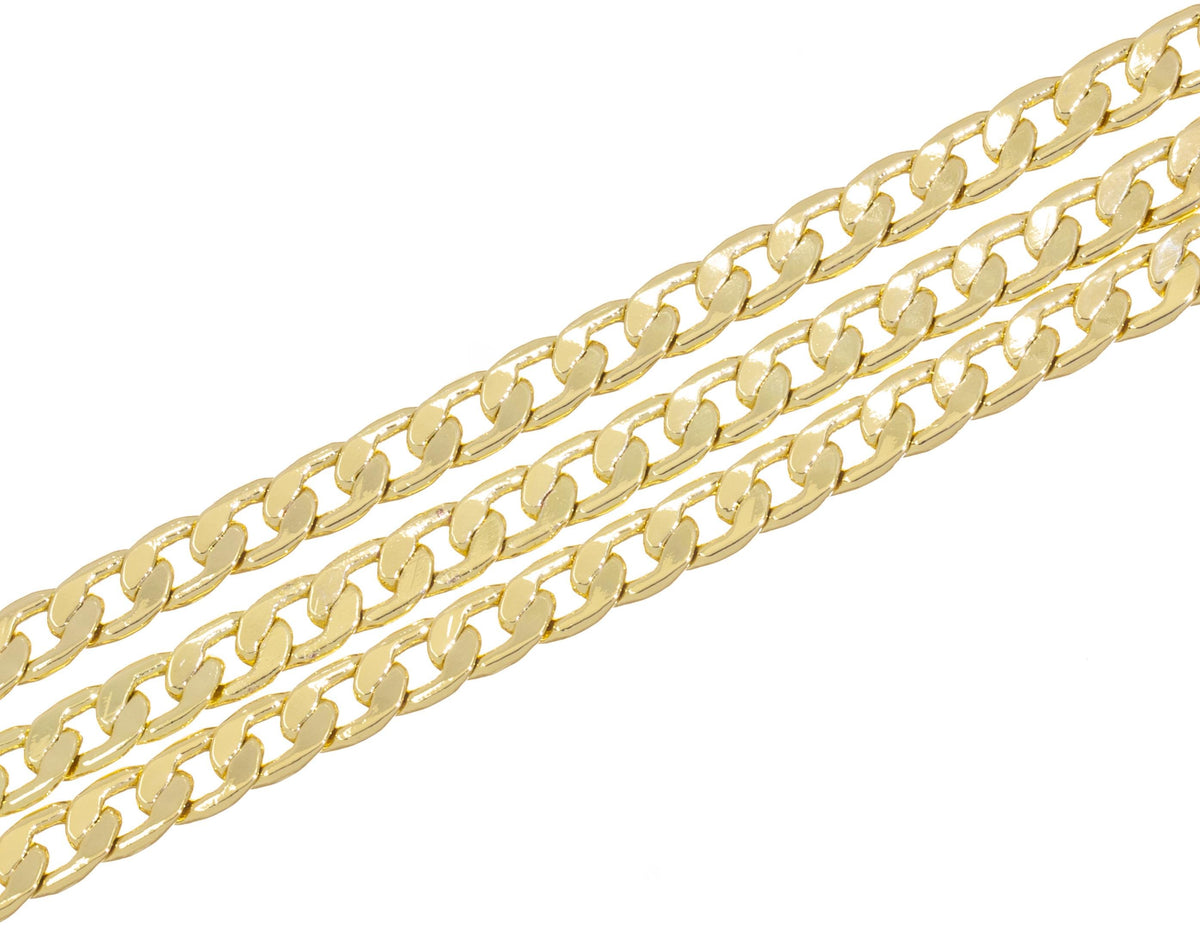 14K Gold Flat Link Chain,Flat Face Gold Chain For Jewelry Making,Gold Chain For Necklace Bracelet And Anklet,CHG092