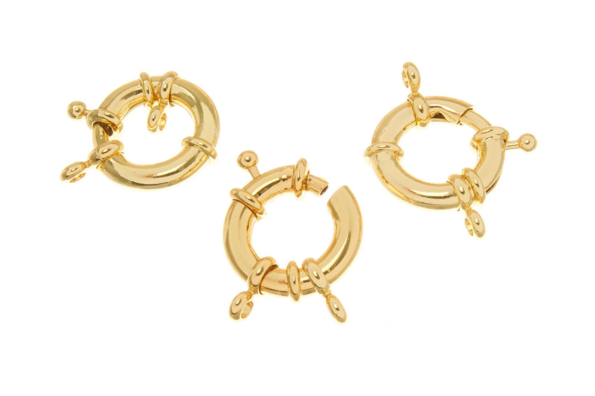 18k Gold Large Sailor Clasp, Gold, Spring Ring Clasp, Round Clasp, CLG367