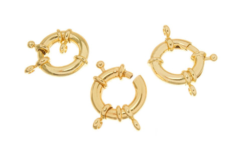 18k Gold Large Sailor Clasp, Gold, Spring Ring Clasp, Round Clasp, CLG367