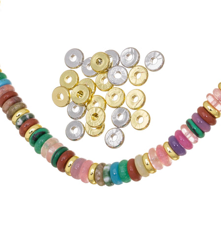10pcs,20pcs Or 30pcs Gold And Silver Flat Rondelle Spacer,Tire Spacer For Necklace And Bracelet,Washer Spacer For Jewelry Making,SPG-SPS039