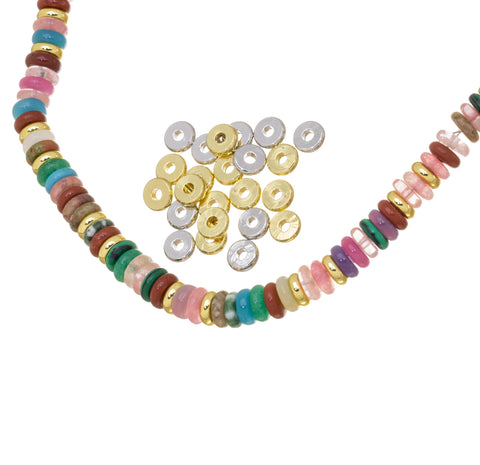 10pcs,20pcs Or 30pcs Gold And Silver Flat Rondelle Spacer,Tire Spacer For Necklace And Bracelet,Washer Spacer For Jewelry Making,SPG-SPS039