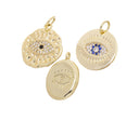 Gold Evil Eye Amulet Charm With CZ For Jewelry Making,Dainty Evil Eye CZ Charm,Eye Of God Charm For Protection,CPG801-802-803