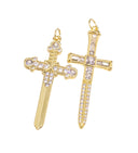 Gold CZ Dagger Charm,Crusader Dagger Charm,Medieval Daggers Charm,Medieval Crusader Dagger For Necklace,CPG1604-1590