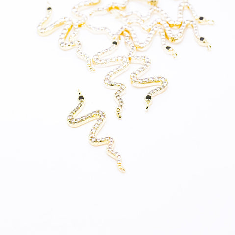 Gold or SIlver cz Serpent Snake Pendant or Charm, 27x10mm, cz Serpent Snake, 1 pc or 10 pcs, WHOLESALE,CPG294-CPS294
