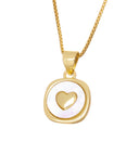 Gold Heart Charm With Mother Of Pearl Inlay,MOP Inlay Heart Charm For Necklace,Square Tag Heart Charm With Pearl Shell,CPG2025