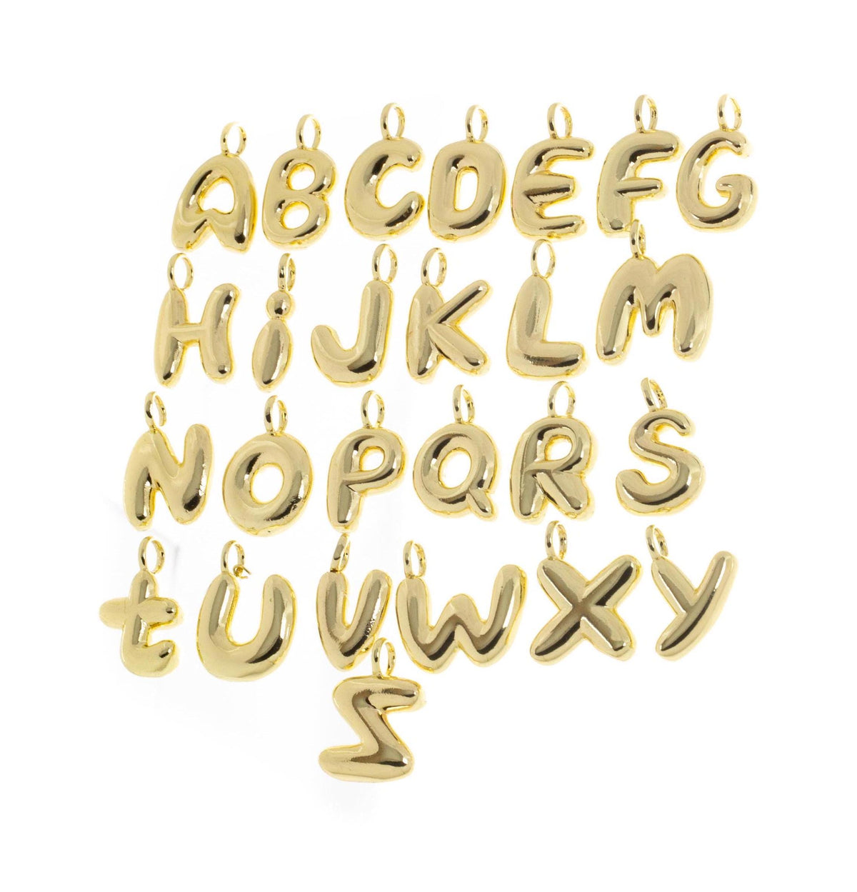 Gold Or Silver Balloon Alphabet Letter Charms,Bubble Letters,Birthday Balloon Charm,Bubble Balloon Bead Charm,CPG2081-CPS2081