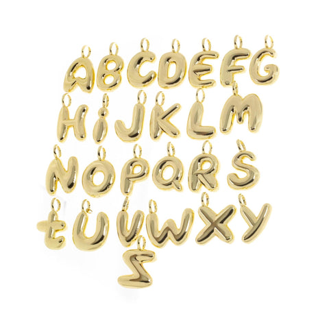 Gold Or Silver Balloon Alphabet Letter Charms,Bubble Letters,Birthday Balloon Charm,Bubble Balloon Bead Charm,CPG2081-CPS2081