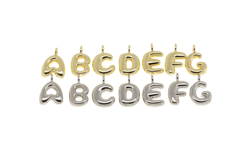 Gold Or Silver Balloon Alphabet Letter Charms,Bubble Letters,Birthday Balloon Charm,Bubble Balloon Bead Charm,CPG2081-CPS2081