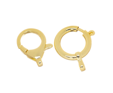Large Lobster And Spring Ring Clasps,Gold Spring Ring And Lobster Clasp For Jewelry Making,Big Clasps For Necklace And Bracelet,CLG351-357